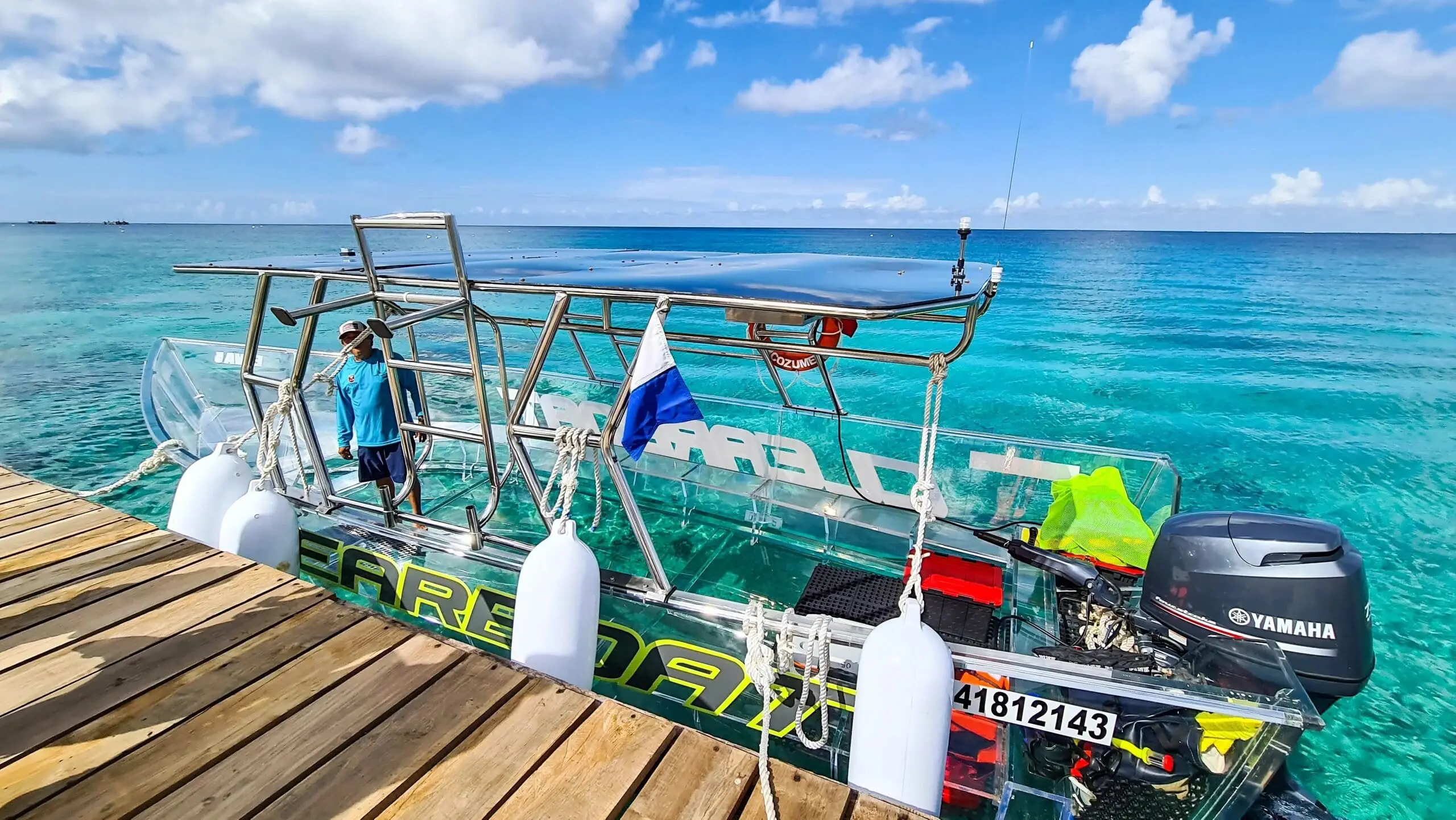 Clear boat Cozumel Jeep Riders Cozumel Tour